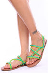 GREEN CONTRAST STRAPPY SANDALS - Spoiled Me Rotten Boutique 