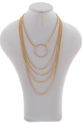 RHINESTONE HOOP LAYERED NECKLACE - Spoiled Me Rotten 
